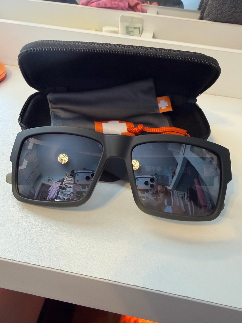 Spy Matte Black Oversized Square Sunglasses with Dark Lenses
